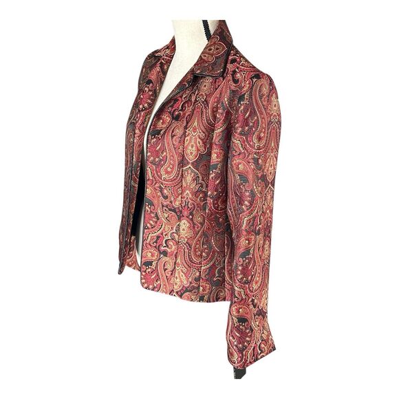 Vintage Giancarlo Ferrari Womens Tapestry Jacket Size 6 Open Front Paisley Boho - Picture 3 of 15